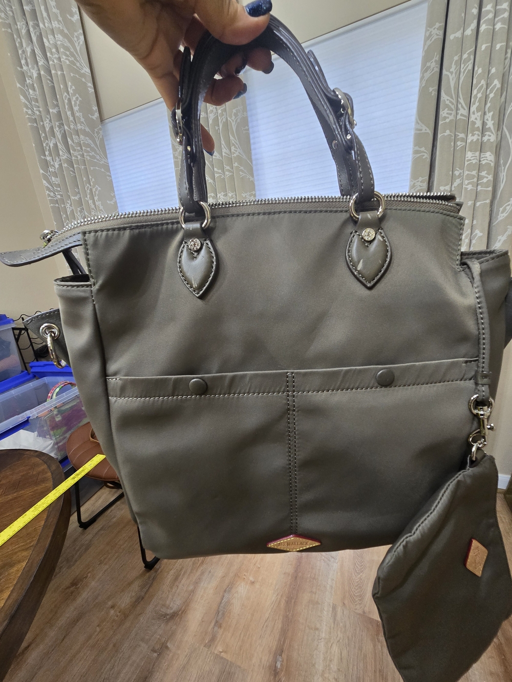 MZ Wallace Olive Nylon Tote with Matching Pouch